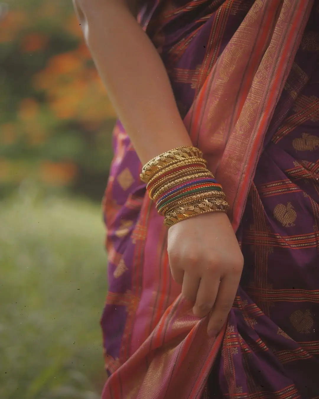 Ayesha Khan Stills in Blue Saree Orange Blouse